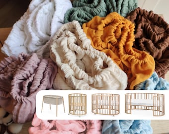 Muslin Sheets for Stokke Sleepi Cribs - Organic Muslin Cotton Fitted Sheets - Custom Size Sheets - Mini Crib Sheets - Full Crib Sheets