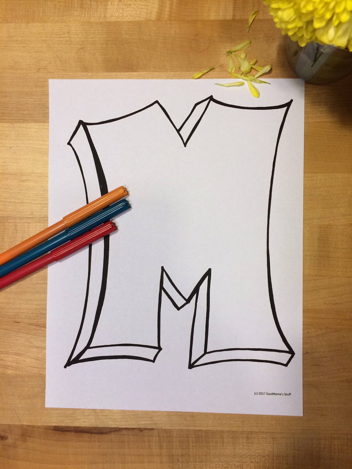 Blank Capital Letter M, Coloring Page, Digital Download, Printable ...