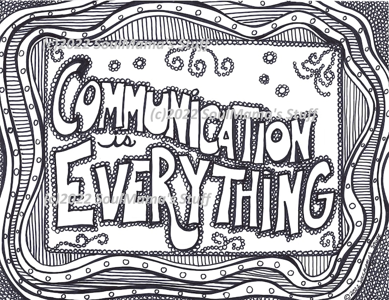 Communication is Everything Coloring Page, Digital Download, PDF File