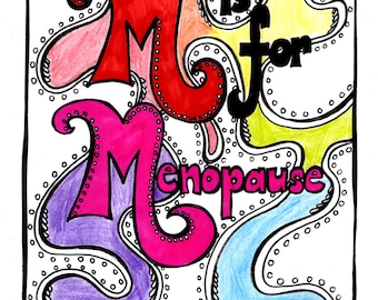 M is for Menopause: The Coloring Book, Digital Download, PDF, Adult Coloring,  Anti-Stress Coloring, Menopause Symptoms, Perimenopause