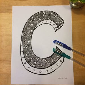 Tiny Bubbles Capital Letter C, Coloring Page, Digital Download, printable alphabet, Nursery decor, Teacher supplies, Homeschool Supplies