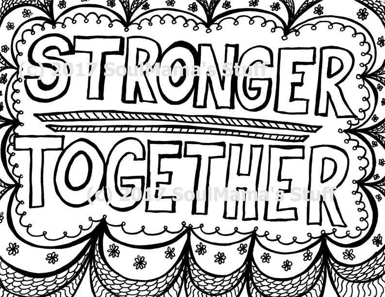 Stronger Together Coloring Page Digital Download 8.5X11 - Etsy