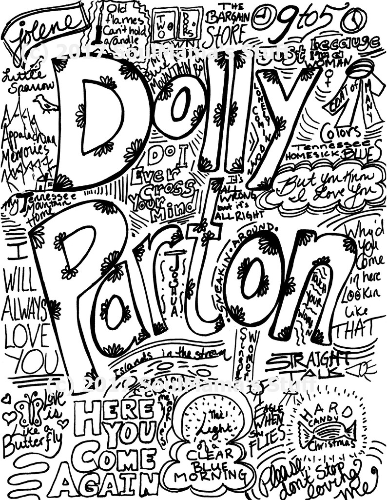 Download Dolly Parton Coloring page Ladies of Song digital download ...