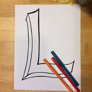 Blank Capital Letter L, Coloring Page, Digital Download, printable alphabet, Nursery Decor, Teacher Supplies, Homeschool Supplies