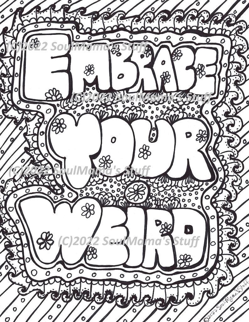 Embrace Your Weird Coloring Page, Digital Download, PDF, Adult Coloring ...