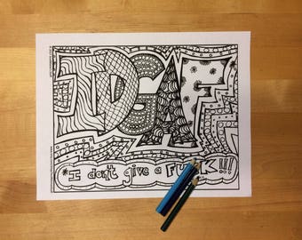 Idgaf Coloring Page - Etsy Ireland