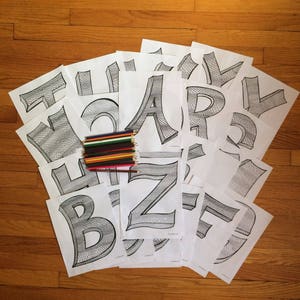Mermaid Capital Letters A to Z, Whole Alphabet, Coloring Page, Digital Download, Nursery Decor, Teacher Supplies, Homeschool Supplies