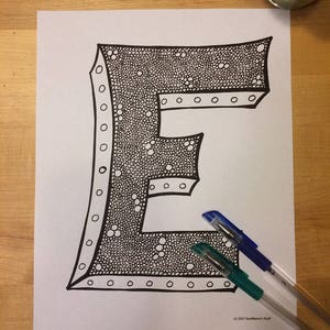 Tiny Bubbles Capital Letter E, Coloring Page, Digital Download, printable alphabet, Nursery Decor, Teacher Supplies, Homeschool Supplies