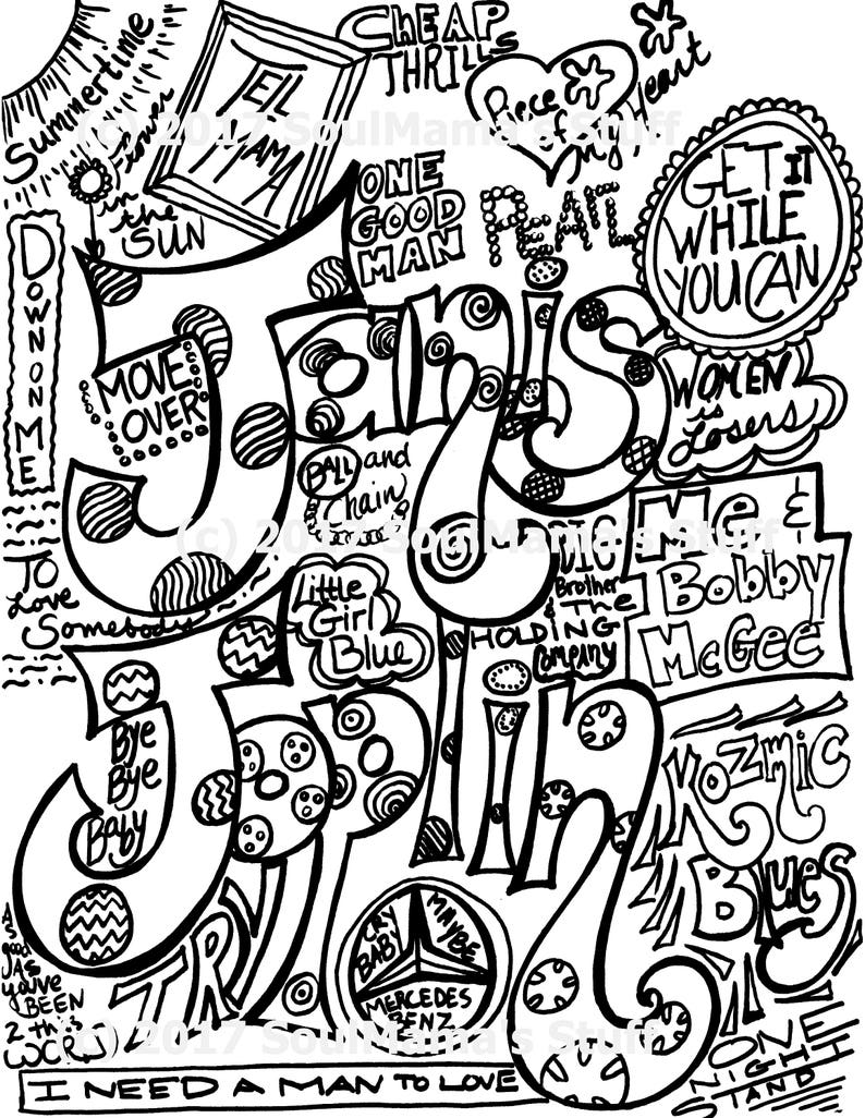 Download Janis Joplin Coloring page Ladies of Song digital download ...
