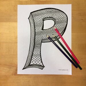 Mermaid Capital Letter P, Coloring Page, Digital Download, Printable Alphabet, Nursery Decor, Teacher Supplies, Homeschool Supplies