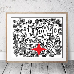 Annoyed as F*CK Coloring page,  digital download, Sweary Adult coloring, Printable coloring, art therapy, Anti-stress coloring, Swear word