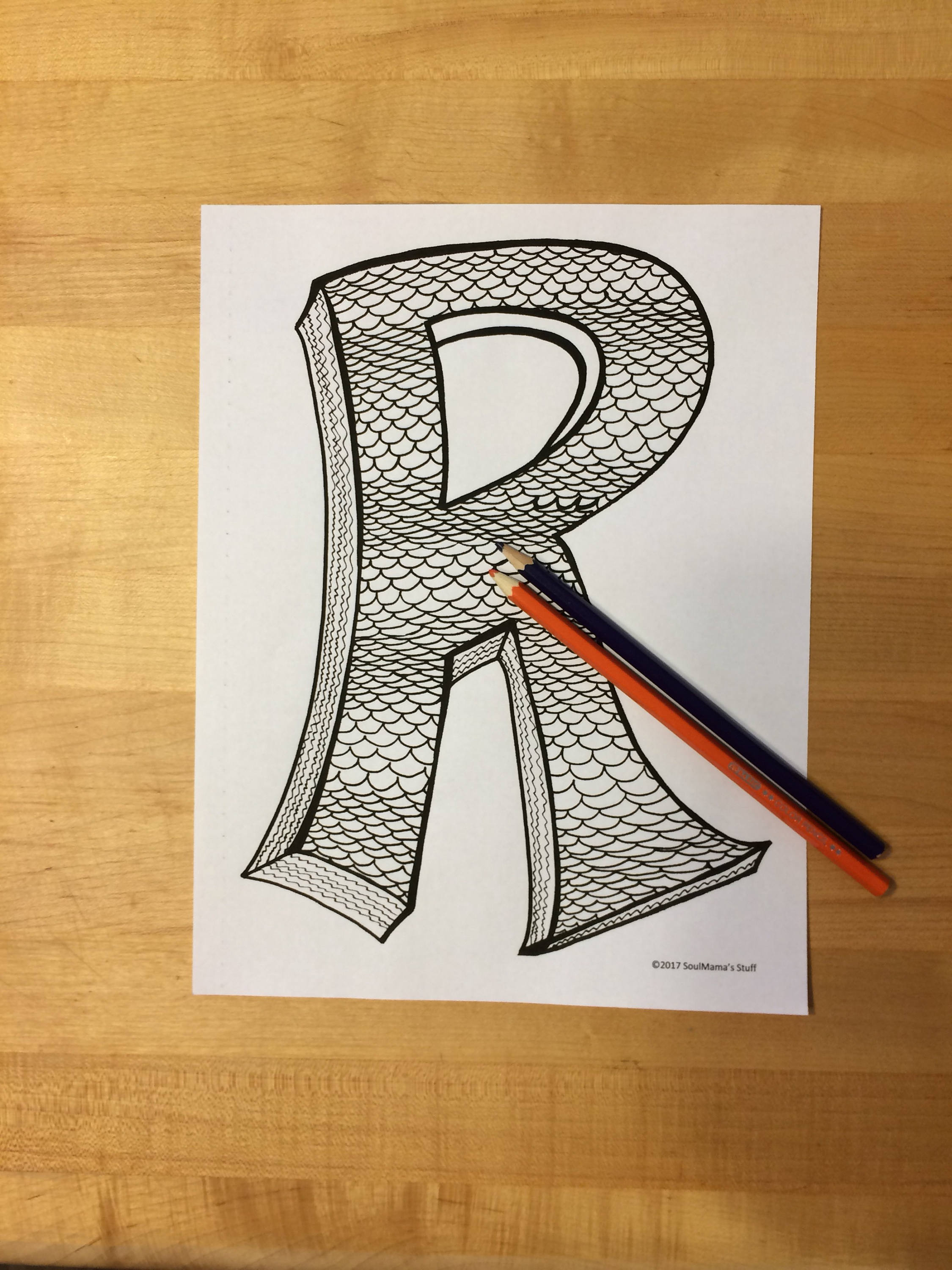 Mermaid Capital Letter R, Coloring Page, Digital Download, Printable ...