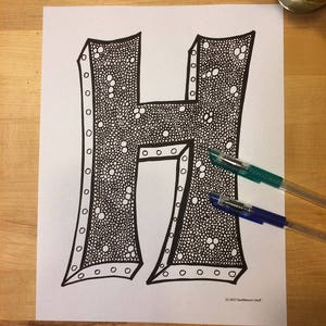 Tiny Bubbles Capital Letter H, Coloring Page, Digital Download, printable alphabet, Nursery Decor, Teacher Supplies, Homeschool Supplies