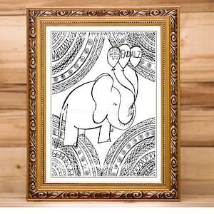 ENDALZ, End Alzheimer&#39;s Disease, coloring page, Elephant image, digital download, Adult Coloring, Alzheimer&#39;s Coloring, Anti-Stress Coloring
