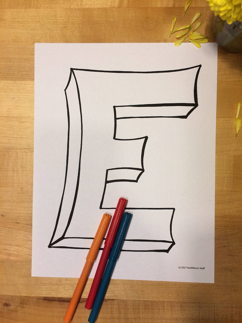 Blank Capital Letter E, Coloring Page, Digital Download, Printable Alphabet, Nursery Decor ...