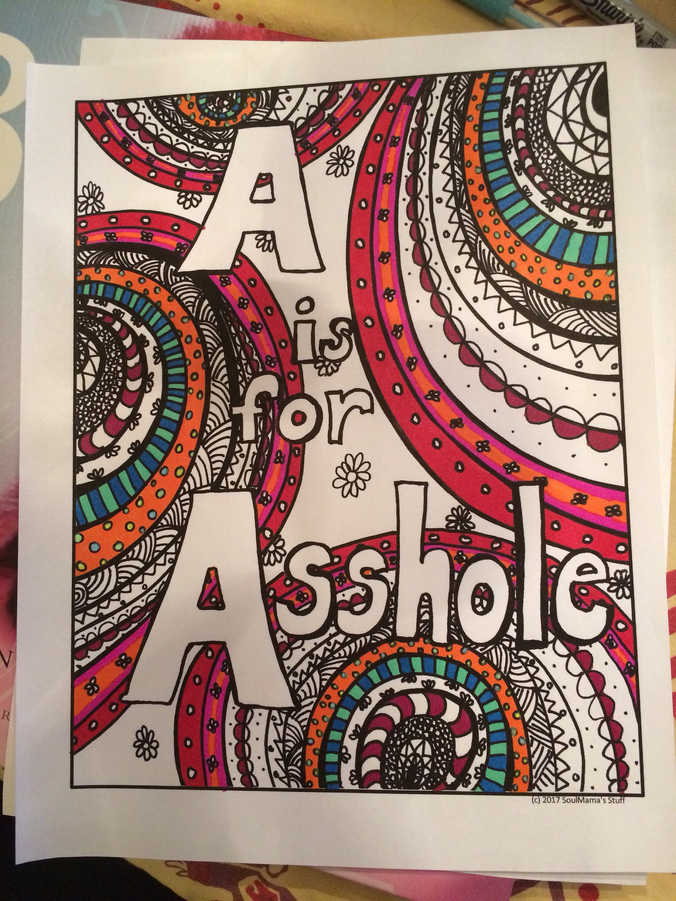 A is for Asshole Adult Coloring Page Digital Download Swear - Etsy
