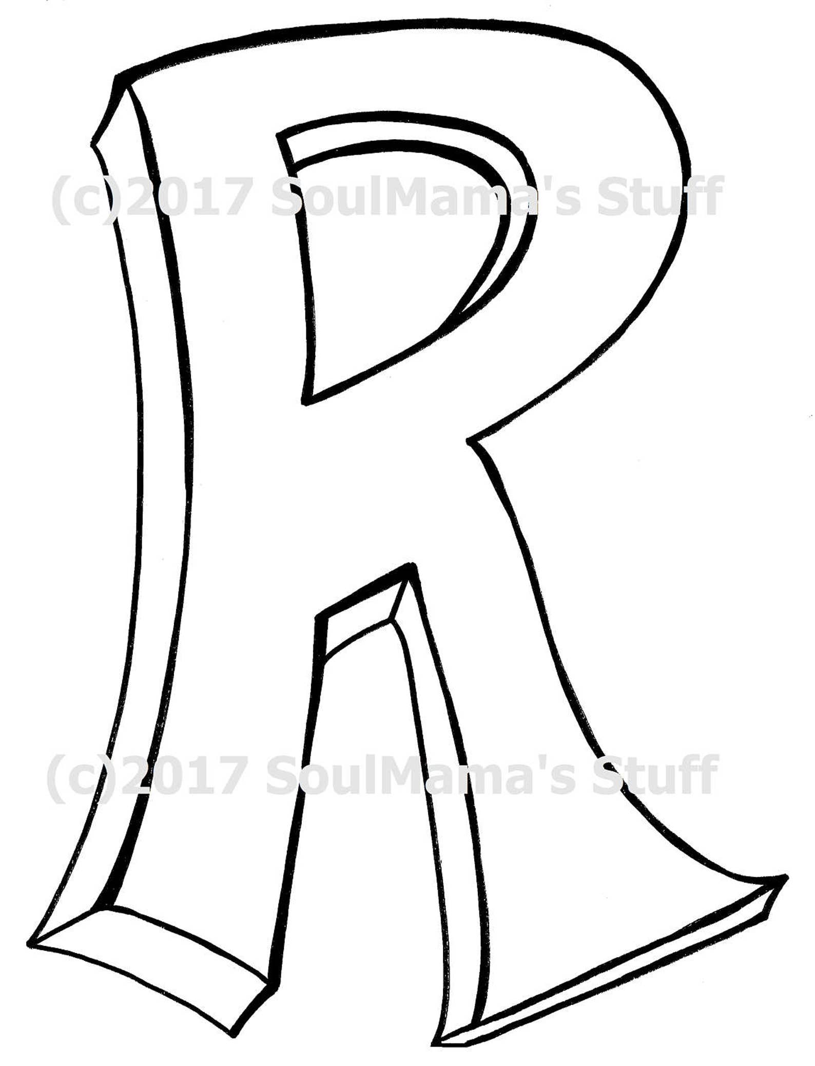 Blank Capital Letter R, Coloring Page, Digital Download, Printable ...
