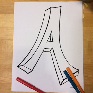 Blank Capital Letter A, Coloring Page, Digital Download, printable alphabet, Nursery Decor, Teacher Supplies, Homeschool Supplies
