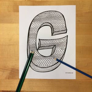 Mermaid Capital Letter G, Coloring Page, Digital Download, Printable Alphabet, Nursery Decor, Teacher Supplies, Homeschool Supplies