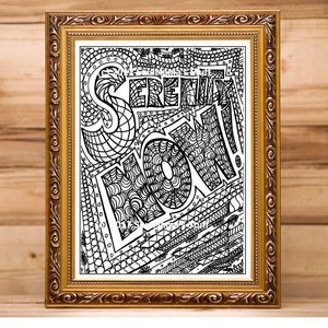 Serenity Now! Coloring page, digital download, 8.5X11 PDF file, Adult coloring, Printable coloring, Anti-Stress Coloring