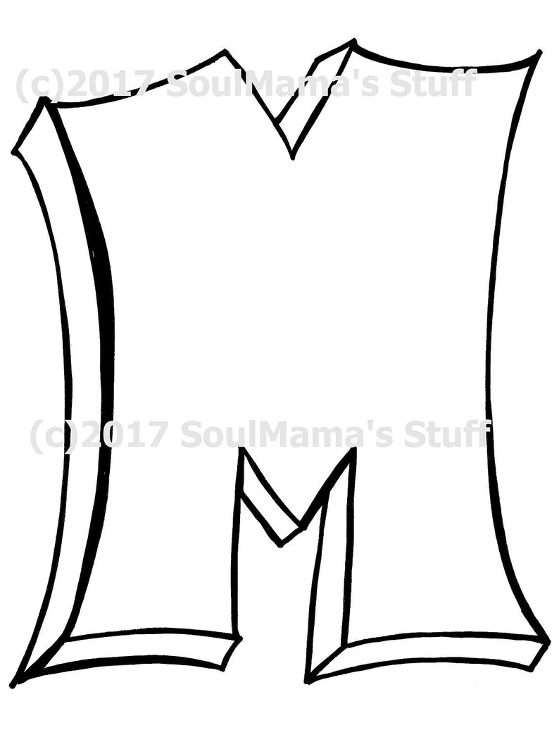 Blank Capital Letter M, Coloring Page, Digital Download, Printable ...