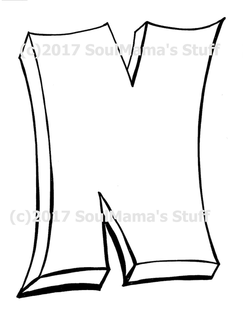 Blank Capital Letter N, Coloring Page, Digital Download, Printable ...