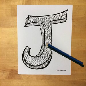Mermaid Capital Letter J, Coloring Page, Digital Download, Printable Alphabet, Nursery Decor, Teacher Supplies, Homeschool Supplies
