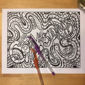 C*cksplurt, Pagina da colorare per adulti, Download digitale, PDF 8.5X11, Bianco e nero, SOLO 18+, Colorazione parolaccia, Insulto interessante, scarabocchio