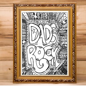 Dads Rock! Coloring page, digital download, PDF, Adult coloring, Anti-Stress Coloring, Stress Relief