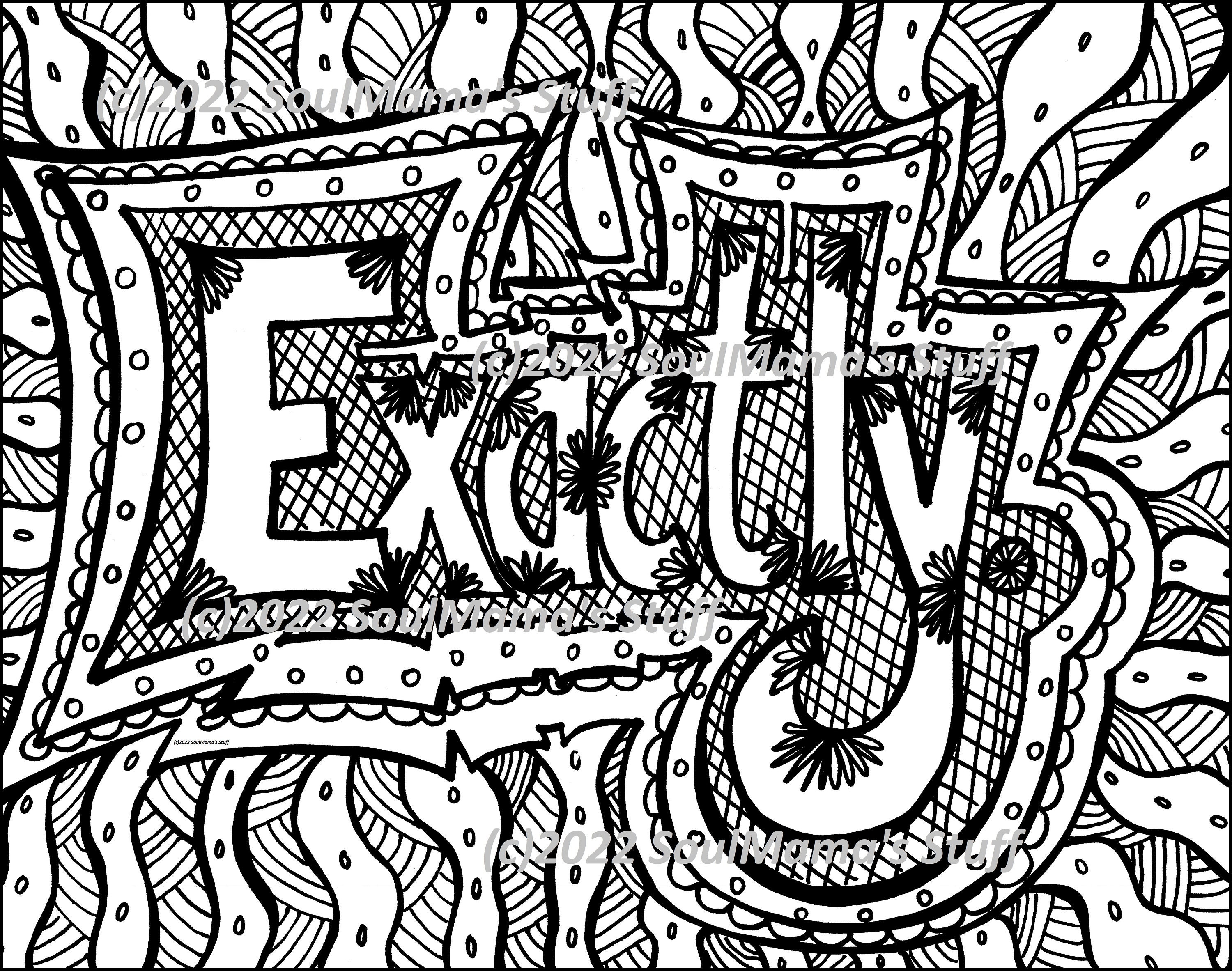 Exactly Coloring Page, Digital Download, PDF, Adult Coloring, Anti ...