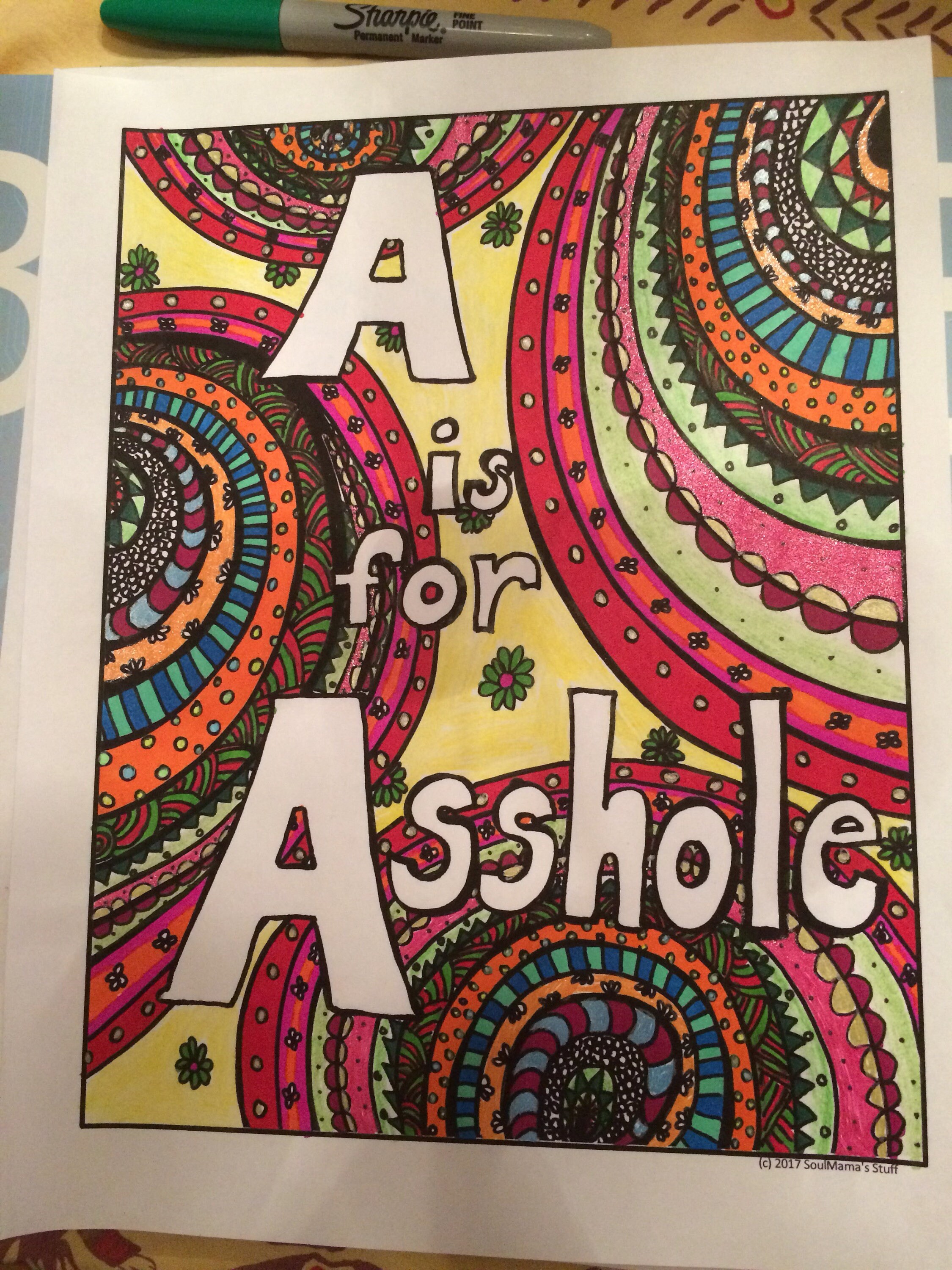 A is for Asshole Adult Coloring Page Digital Download Swear - Etsy