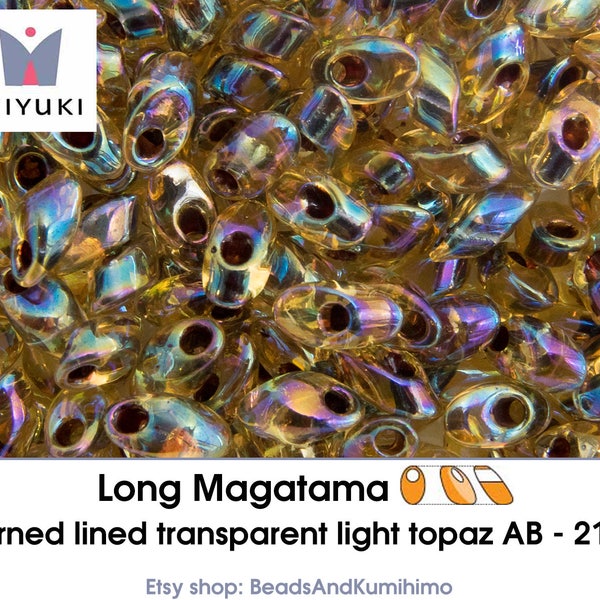 garned lined transparent light topaz AB - 2161 - Long Magatama (10 gram)