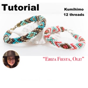 Kumihimo pattern tutorial 12 strands Ebiza Fiesta Ole! Pattern