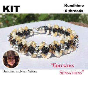 Kumihimo kit incl pattern tutorial 6 threads Edelweiss Sensations bracelet Kumihimo Style image 1