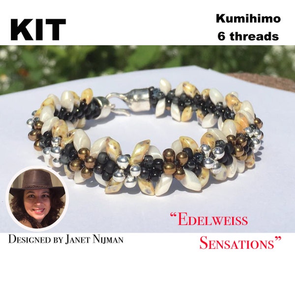 Kumihimo kit incl pattern tutorial 6 threads  Edelweiss Sensations bracelet Kumihimo Style