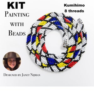 KIT Kumihimo Muster und Anleitung &quot;&quot;Painting With Beads&quot;&quot; armband 8 Perlen ketting.&quot;