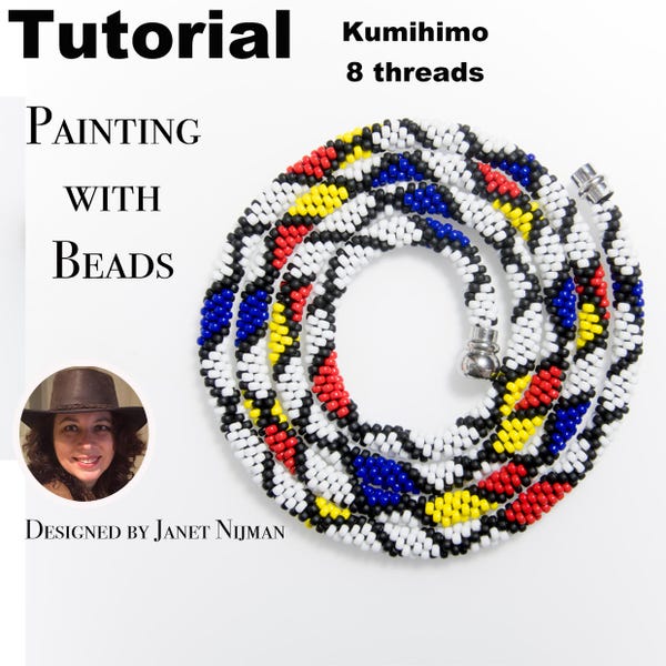 Kumihimo 8 threads pattern necklace tutorial Painting with Beads