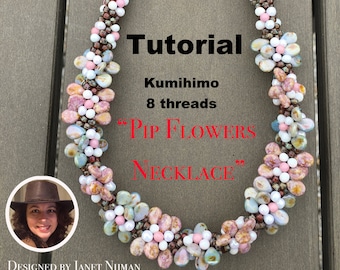 Tutorial modello Kumihimo a 8 fili Collana con fiori di semi