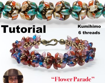 Kumihimo pattern tutorial 6 threads  Flower Parade Christmas bracelet Kumihimo Style