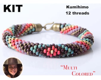 Tutoriel Kumihimo Patroon KIT 12 verstevigde Brassard multicolore