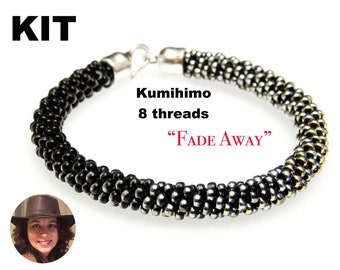 KIT Kumihimo armband 8 Draden 'Fade Away'