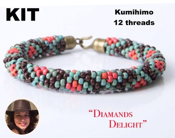 KIT Kumihimo pattern and tutorial 12 strands bracelet