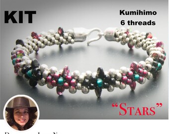 Kumihimo Kit 6 threads  "Stars" bracelet Kumihimo Style