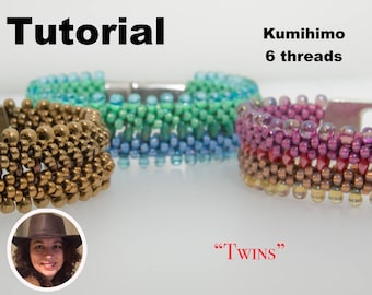 Kumihimo pattern tutorial 6 threads  'Twins'  bracelet Kumihimo Style