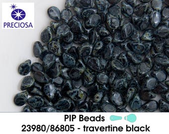 travertine black - 23980/86805 - PIP Beads (30 pieces)