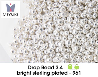 bright sterling plated - 961 - Drop Beads size 3.4  (5 gram)