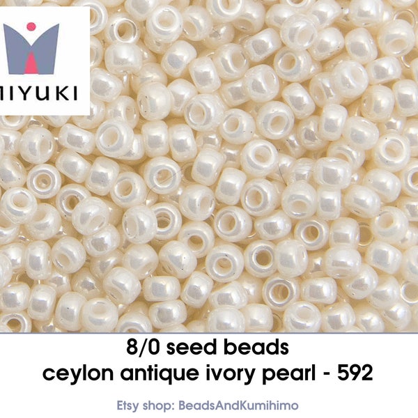 8/0 ceylon antique ivory pearl - 592 - seedbeads (10 gram)