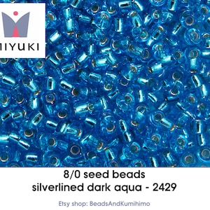 8/0 silverlined dark aqua - 2429 - seedbeads (10 gram)