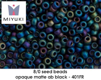 8/0 opaque matte ab black - 401FR - seedbeads (10 gram)