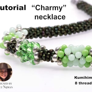 Kumihimo 8 threads pattern tutorial Charmy necklace